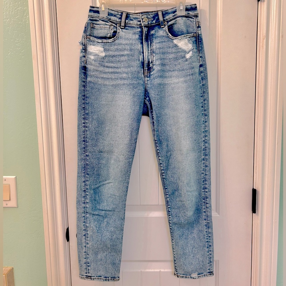 Acid Wash Denim High Rose Mom Jeans